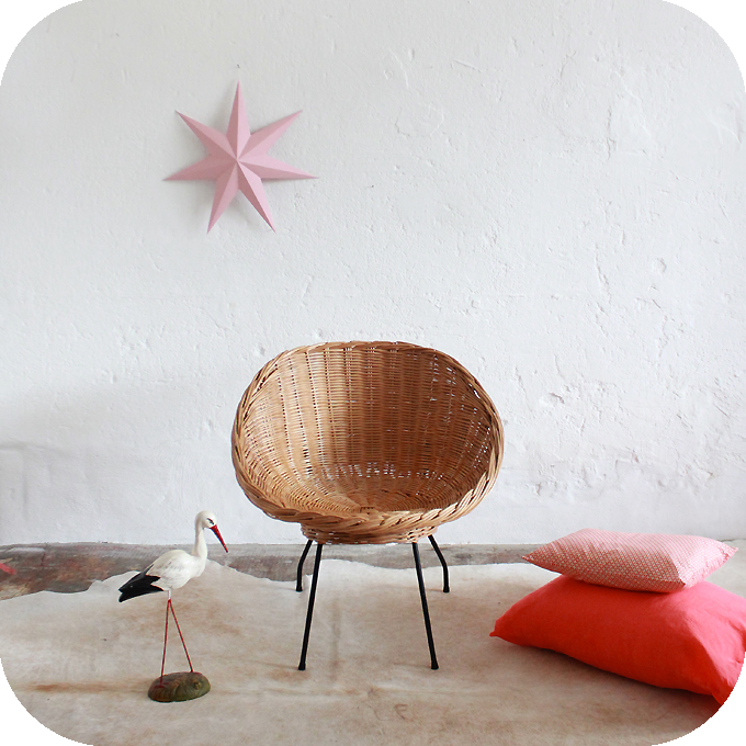 Fauteuil osier coquille