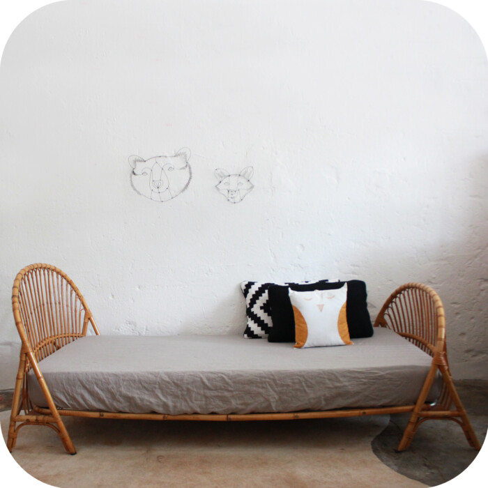Lit enfant rotin vintage - D551