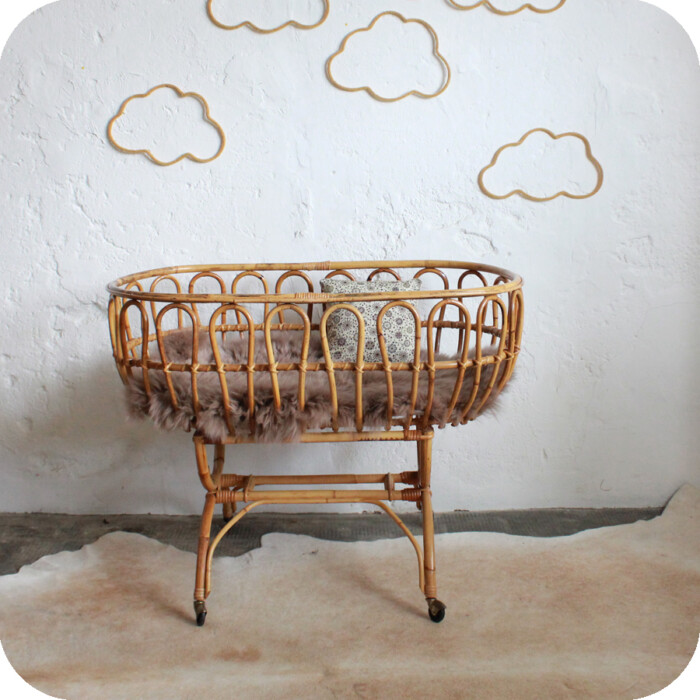 Lit berceau bébé rotin vintage - E326
