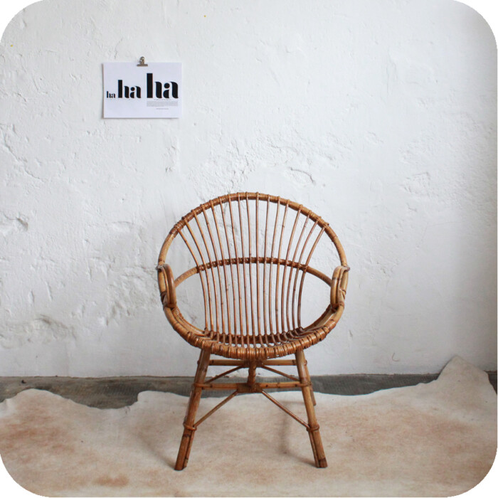 Fauteuil rotin vintage - Coquille - E348