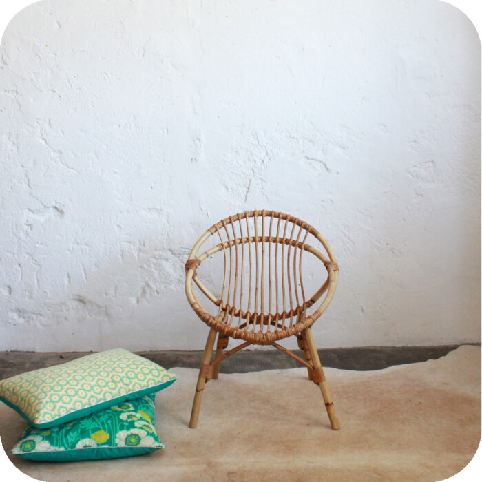 Fauteuil rotin vintage - Coquille - E369