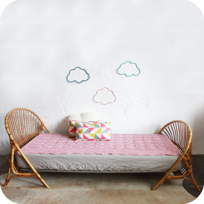 Lit enfant rotin vintage - C468