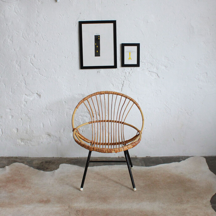 Fauteuil rotin vintage - Coquille - B515