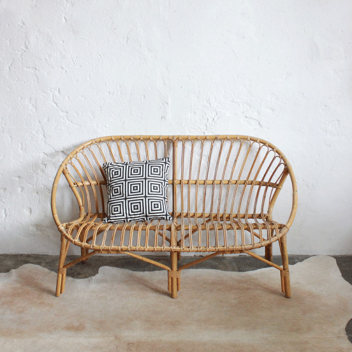 Banquette rotin vintage - E464