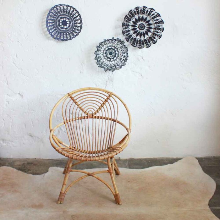 Fauteuil rotin vintage - Spirale - E559