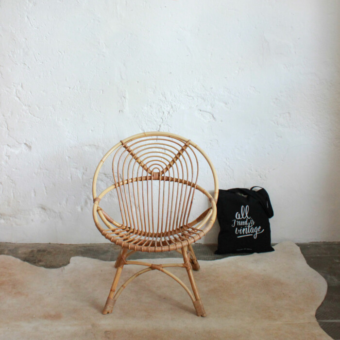 Fauteuil rotin vintage - Spirale - E560