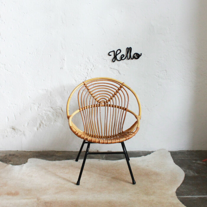 Fauteuil rotin vintage - Coquille - E573