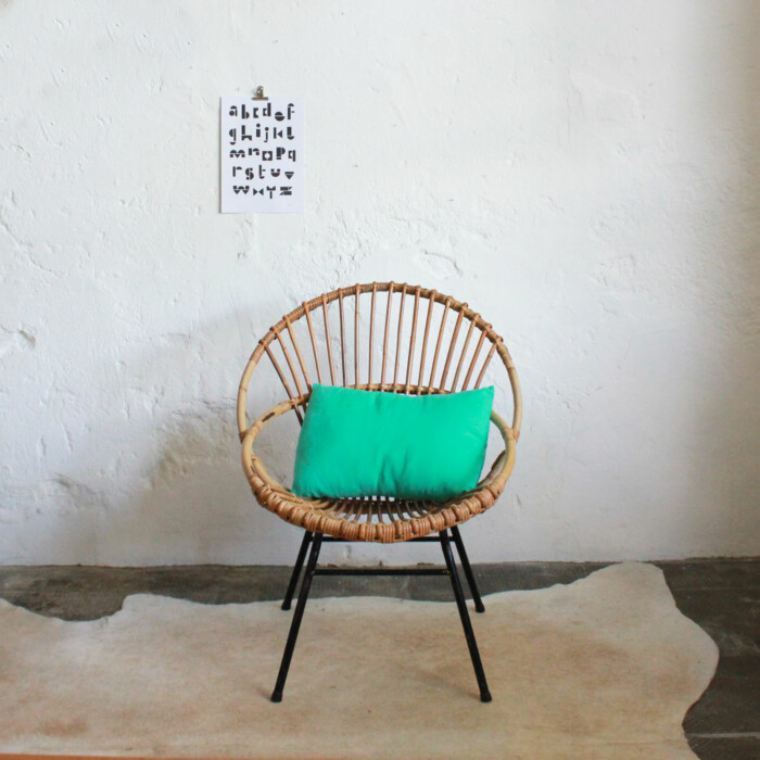 Fauteuil rotin vintage - Coquille - E580