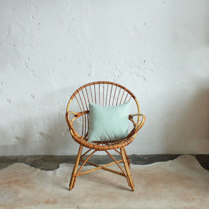 Fauteuil rotin vintage - Coquille - E710