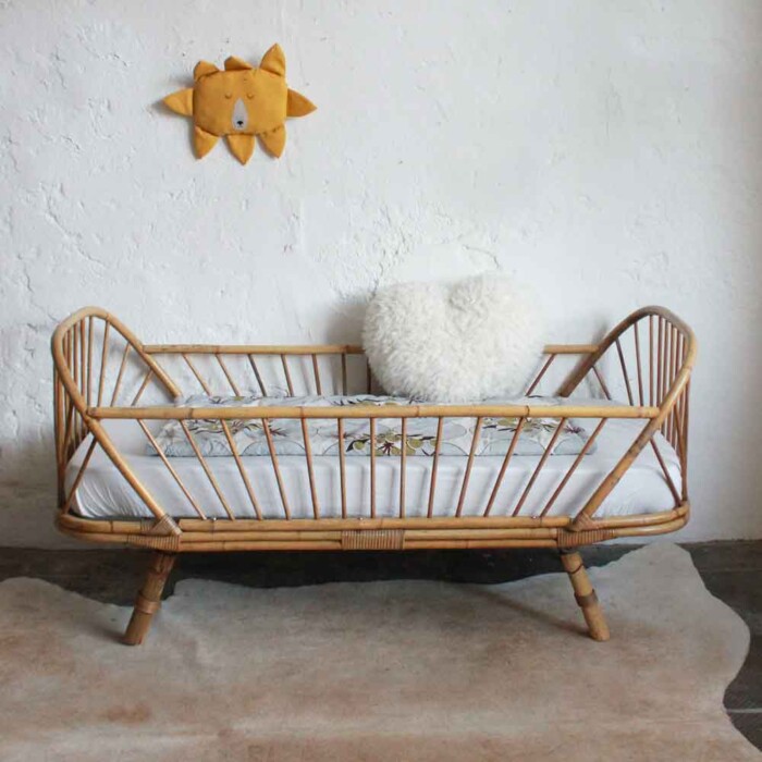 Lit Daybed enfant rotin vintage - E664