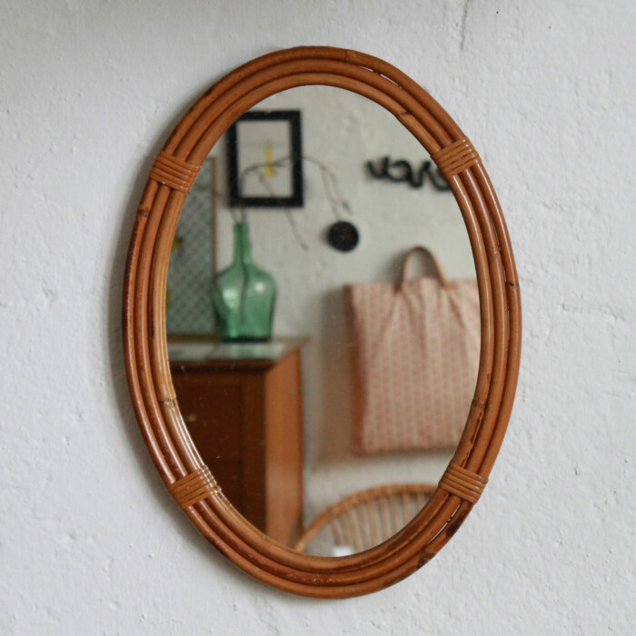 Miroir rotin vintage - Jonc - E241