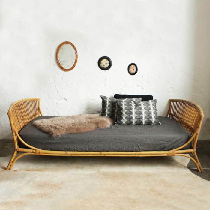 Lit enfant rotin vintage - F259