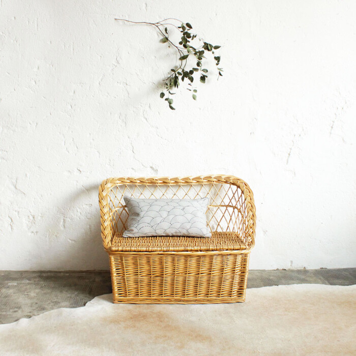 Banc coffre osier vintage - F351