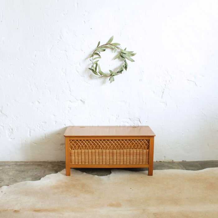 Banc coffre rotin vintage - F422 – Image 4