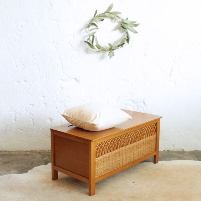 Banc coffre rotin vintage - F422 – Image 7