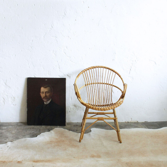 Fauteuil rotin vintage - Coquille - F394