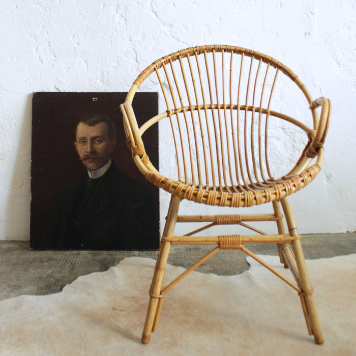 Fauteuil rotin vintage - Coquille - F394 – Image 7