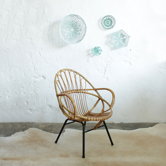 Fauteuil rotin vintage - Coquille - F434 – Image 4