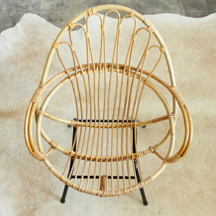 Fauteuil rotin vintage - Coquille - F434 – Image 6