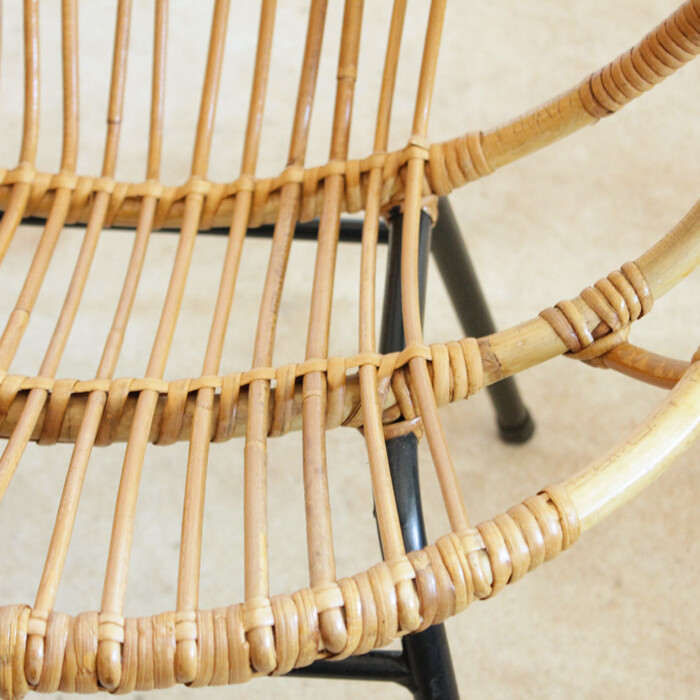 Fauteuil rotin vintage - Coquille - F434 – Image 2