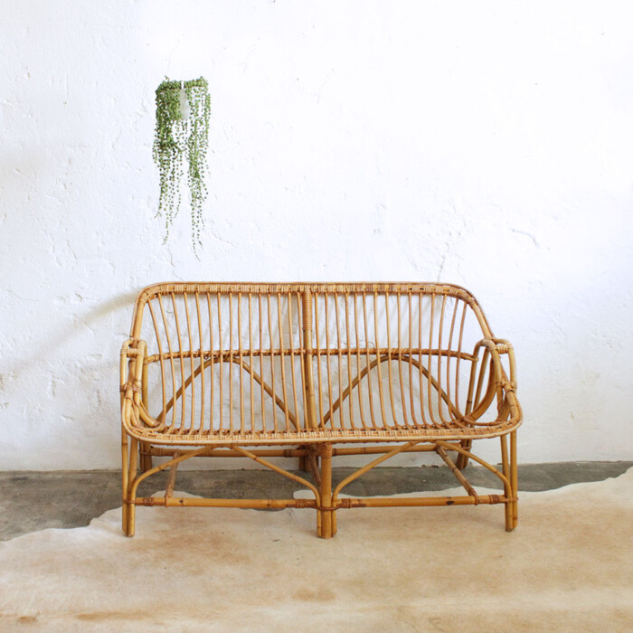 Banquette rotin vintage - F468