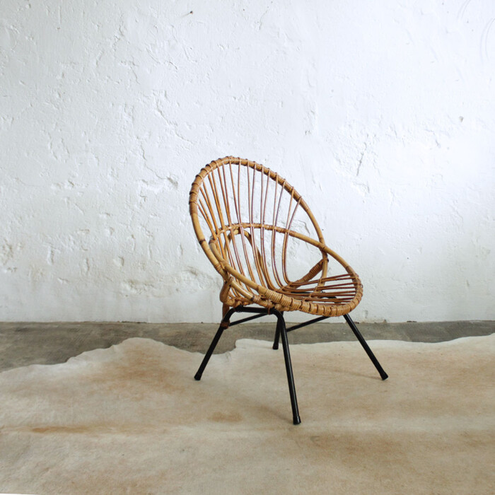 Fauteuil rotin vintage - Coquille - F478 – Image 4