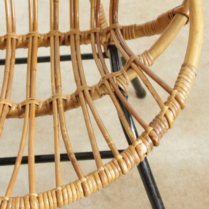 Fauteuil rotin vintage - Coquille - F478 – Image 2