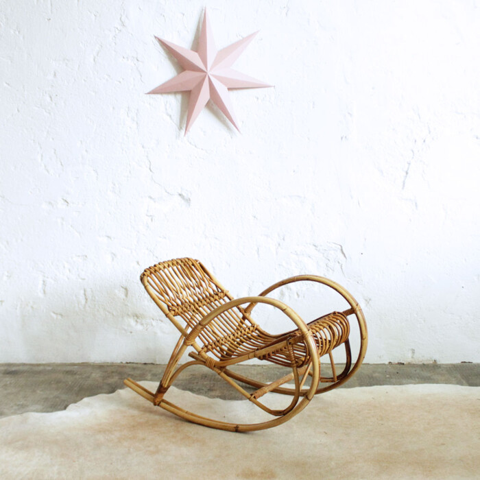 Rocking chair rotin vintage - Enfant - F484