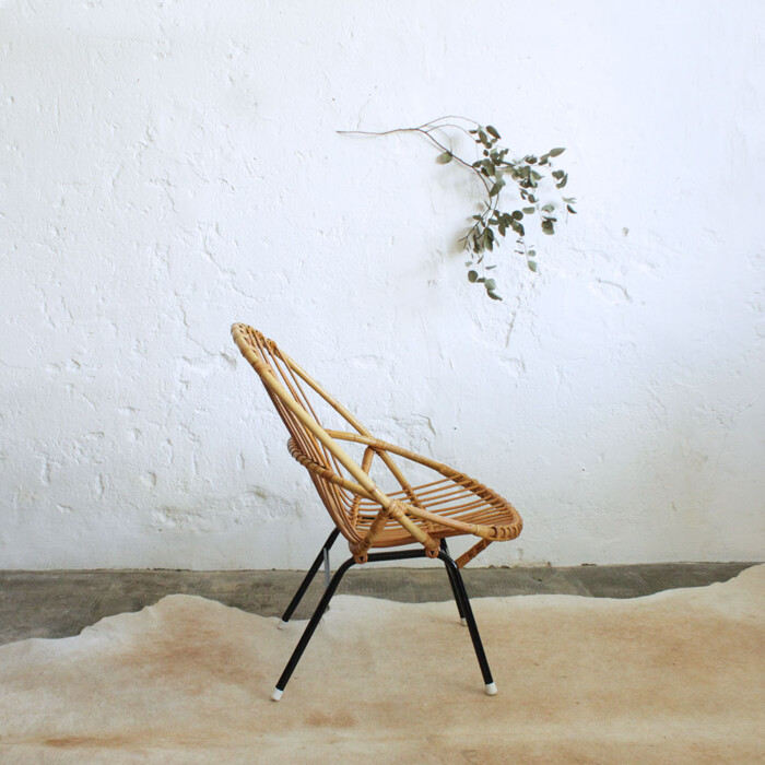 Fauteuil rotin vintage - Coquille - F396 – Image 4