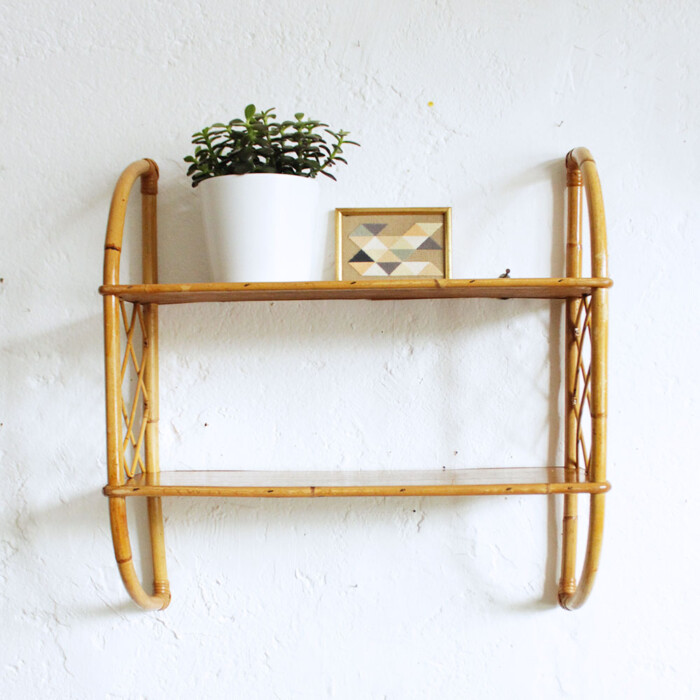 Etagère rotin vintage - F485