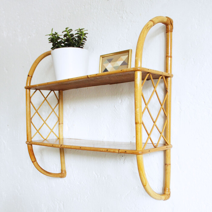 Etagère rotin vintage - F485 – Image 4