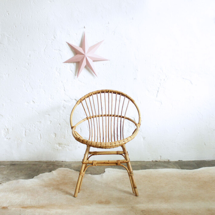 Fauteuil rotin vintage - coquille - F483