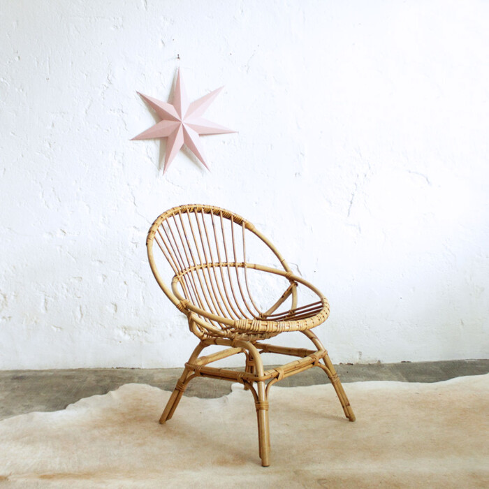 Fauteuil rotin vintage - coquille - F483 – Image 4