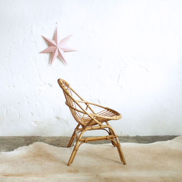 Fauteuil rotin vintage - coquille - F483 – Image 5