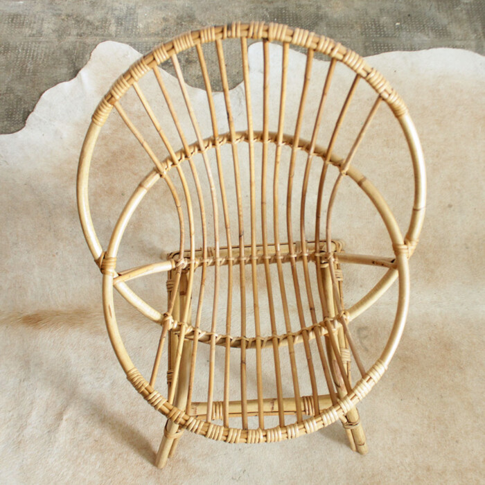 Fauteuil rotin vintage - coquille - F483 – Image 6