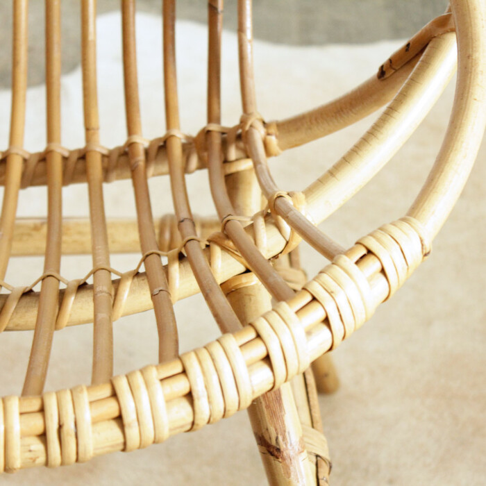 Fauteuil rotin vintage - coquille - F483 – Image 2