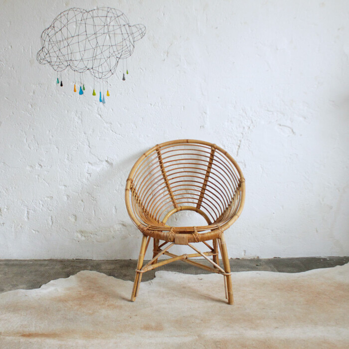 Fauteuil rotin vintage - spirale - F687