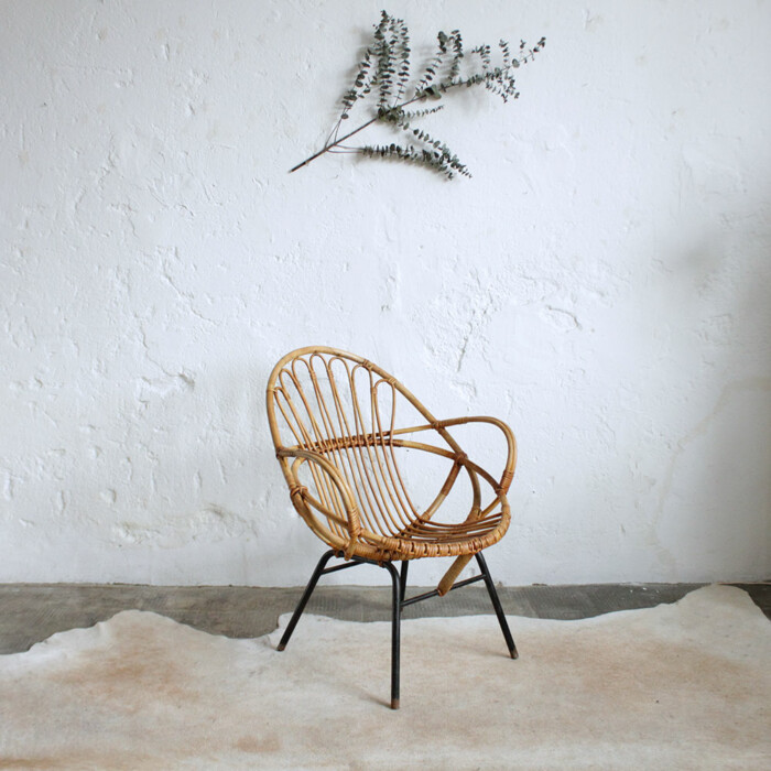 Fauteuil rotin vintage - coquille - G205 – Image 4