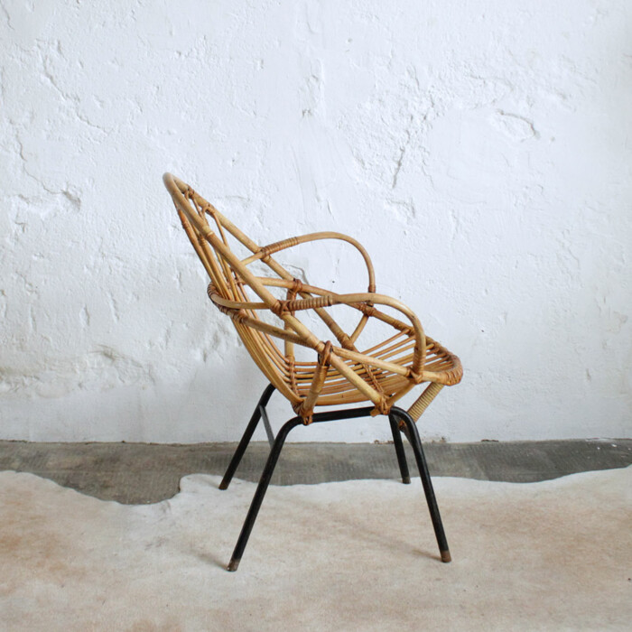 Fauteuil rotin vintage - coquille - G205 – Image 5