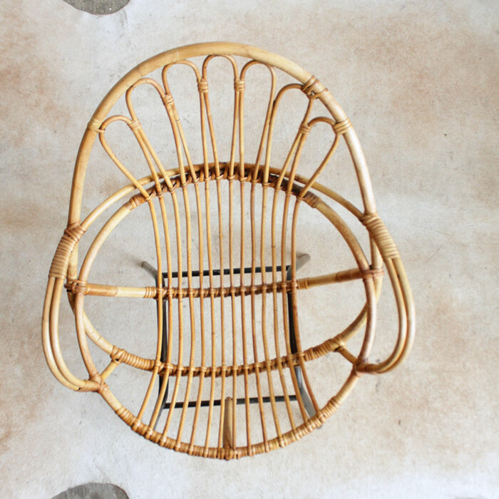 Fauteuil rotin vintage - coquille - G205 – Image 6