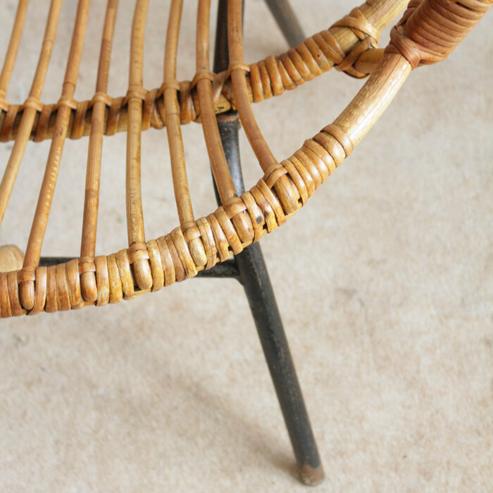 Fauteuil rotin vintage - coquille - G205 – Image 7