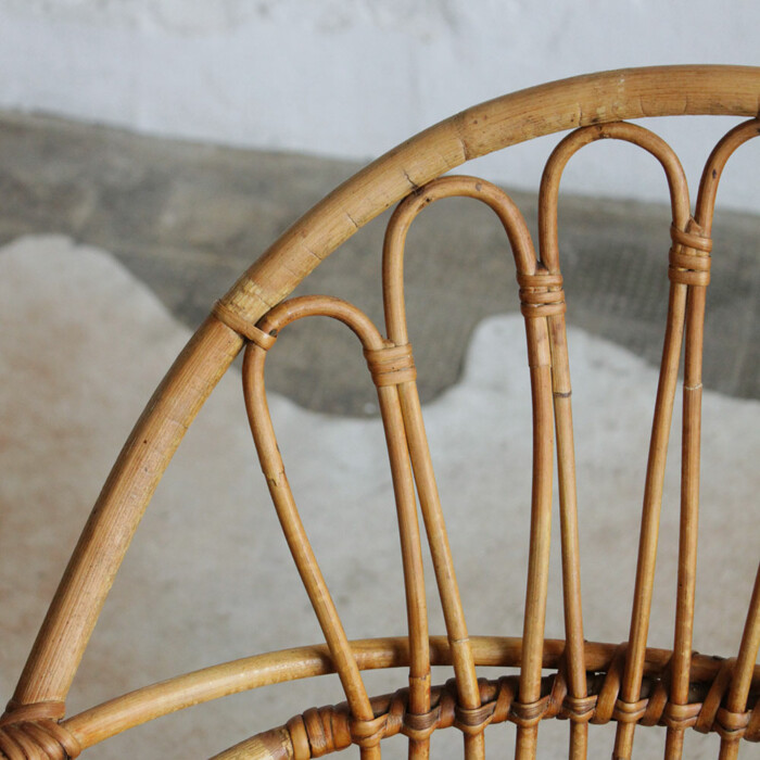 Fauteuil rotin vintage - coquille - G205 – Image 2