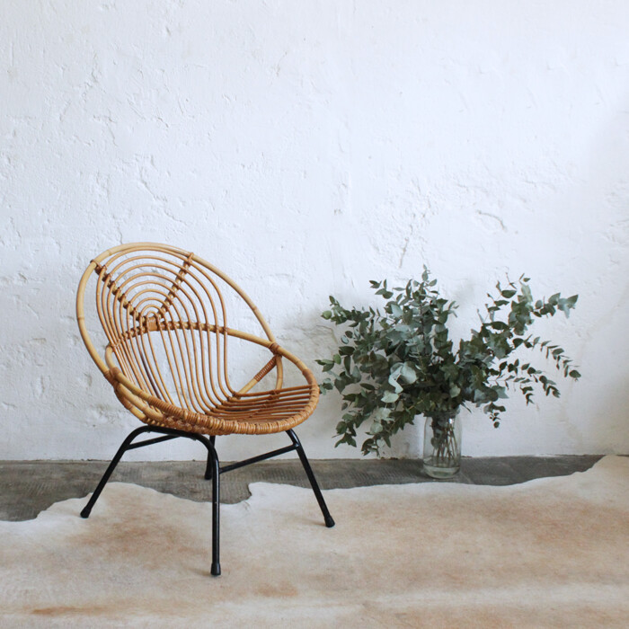 Fauteuil rotin vintage - Coquille - G292 – Image 4