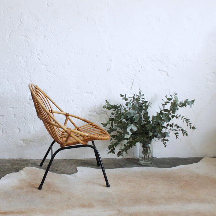 Fauteuil rotin vintage - Coquille - G292 – Image 5
