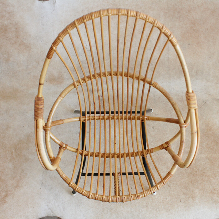 Fauteuil rotin vintage - coquille - G381 – Image 6