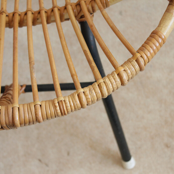 Fauteuil rotin vintage - coquille - G381 – Image 2