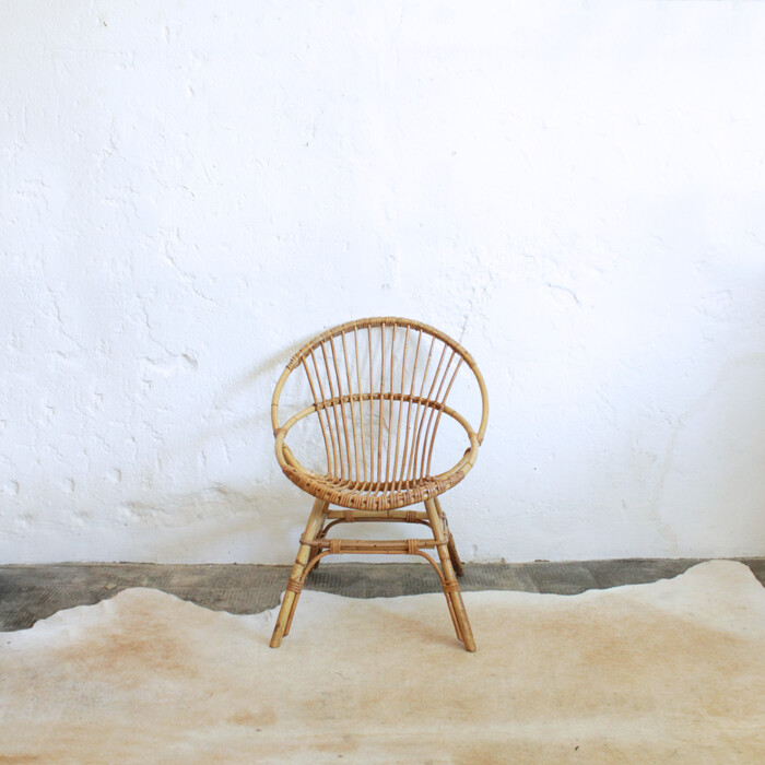 Fauteuil rotin vintage - Coquille - G511