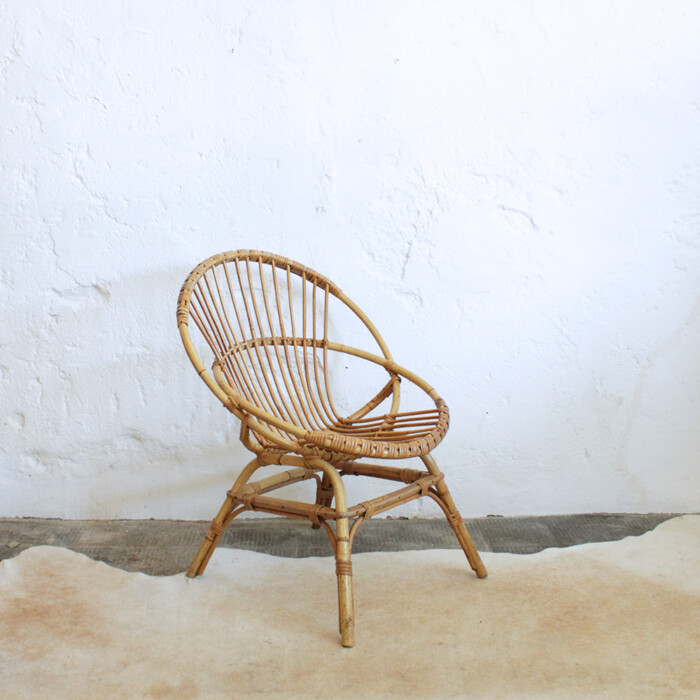 Fauteuil rotin vintage - Coquille - G511 – Image 4