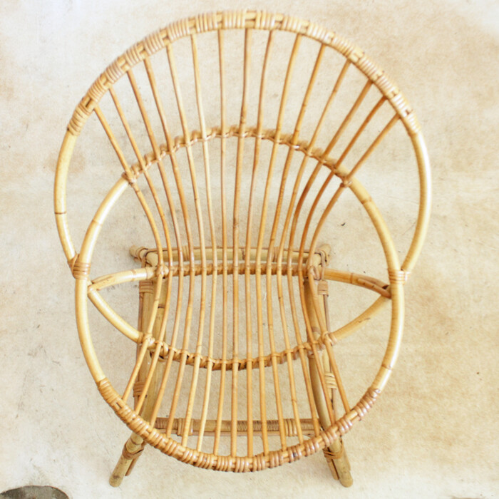 Fauteuil rotin vintage - Coquille - G511 – Image 6
