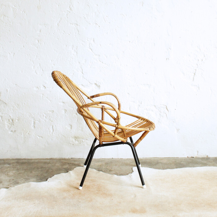 Fauteuil rotin vintage - coquille - G349 – Image 5